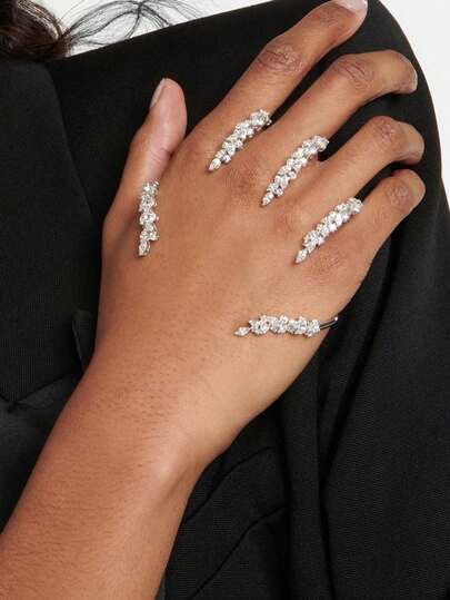 1件装时尚锆石手链，闪亮开口手镯，女士饰品配饰