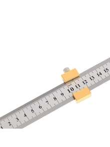 1pc Ruler Stops Fences, Brass Scribe Steel Ruler Positioning Limit Block Angle Line Scriber Locator Woodworking Equipment - Multicolor - View 5