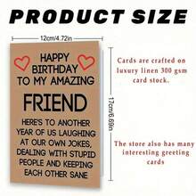 1pc Best Friend Birthday Card, Humorous Greeting Card For Friend's Birthday, Friendship Card, Best Friend Birthday Gift,Christmas - Red - View 2