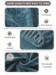 1pc Chenille Sofa Cover, Anti-Scratch, Anti-Slip, Elastic, Suitable For 1-4 Seater Sofa - Navy Blue - View 8