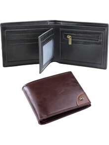 carteras antirrobo Carteras para hombre1 espacio para monedas con cremallera, 8 tarjeteros 2 espacios para billetes, Slim RFID Piel Identificación Ventana Con Caja de Regalo (Marrón),40362408 - Multicolor - Ver 1