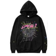 SP5DER Hoodie Cobweb Pattern Spider Worldwide Tracksuit Unisex Sweatshirt Men Women Graphic Outwear, Tracksuit Pullover Sweatshirt For Women Men Matching Hoodies For Couples - Black/hoodie - 查看 1
