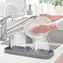 1 Piece Gray Drain Pad, Multifunctional Kitchen Drainage Countertop Pad, Suitable For Storing Sponges, Soap, Cups, And Essential Items In Home Kitchens And Bathrooms - Màu Xám nhạt - Xem 6