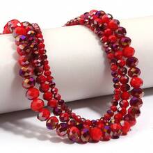 1pc Semi-Plated Purple-Red Faceted Round Crystal Beads 4/6/8mm, Fashionable Shiny Electroplated Colorful Basic Handmade DIY Beads, For Bracelet, Necklace, Earrings, Jewelry Making, Phone Charm, Keychain, Decoration Accessories - Semi-electroplated Purplish-red - View 4