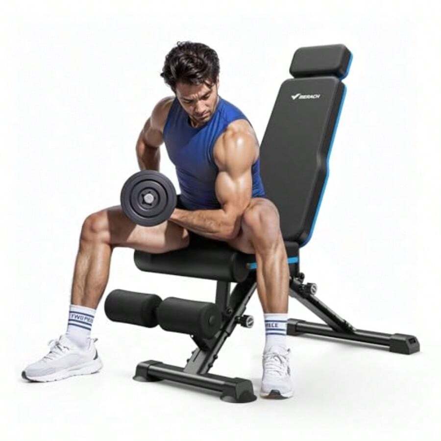 Weight Bench 990 LBS/450KG Foldable Weight Benches For Home Gym Adjustable Weight Bench With 72 Training Angles Incline Bench Press For Full Body - Black - View 1