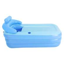 SHIOUCY Blue PVC Inflatable Bathtub, Foldable Adult Spa Tub With Cushion, Portable Soaking Bathtub, Home Inflatable Bath Pool For Home Bathroom Backyard - Blue - View 2