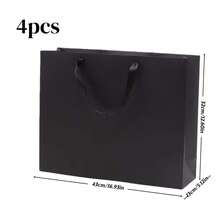 4个黑色礼品袋，带结实手柄 - 多种尺寸可选，大小尺寸组合，适用于礼品包装、糖果、购物等场合，适合婚礼、生日派对、母亲节、商务、精品店、派对回礼等。