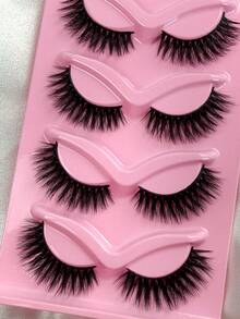 5 Pairs 3D Full Strip Eyelashes Curling Volume Fluffy Thick Faux Mink Lashes Dramatic False Lashes Convenient For Applying And Enhancing Eyes - Fluffy Lashes - View 4