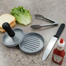 Hamburger Patty Press, Non-Stick Aluminum Burger Mold With Ridged Surface-Round Patty Press For Homemade Beef/Chicken Patties, Barbecue And Kitchen Baking Tool