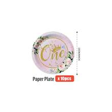 1 Conjunto de Coroa Floral Tema de 1st Aniversário Descartável Pratos, Guardanapos, Copos, Adequado para 25 Convidados, Pratos de Papel Descartáveis Suprimentos de Festa para Aniversário, Casamento, Festa Temática, Piquenique Familiar - Multicolorido - Visão 13