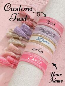 Customized Personalized Woven Name Bracelet, DIY Tassel Bracelet, Holiday Commemorative Gift, Customized Tassel Friendship Bracelet, Mother's Day Customized Name Bracelet, Colorful Bohemian Style Embroidered Couple Bracelet, Multi-Color Adjustable Couple Bracelet, Personalized Birthday Gift, Christmas Bracelet, Personalized Fashion Student Bracelet, Colorful Dopamine Bracelet, Personalized Woven Bracelet - Multicolor - View 1