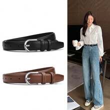 ECHAIN 1pc 2025 New Women's Casual Versatile High-End Belt, Suitable For Pants, Jeans, Silver Buckle, Pockets, Summer, School Autumn, Halloween, Valentine's Day - Multicolor - View 11