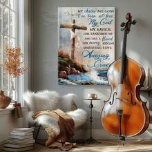1pc Easter Decor, Easter Inspirational Wall Art, Minimalist Wrapped Framed Canvas Wall Art, Vintage Prints Poster, Cross On Beach, Draped Cloth, Ocean Landscape - Modern, Impressionistic,  Art, Landscape Painting Style, Birthday Party Decor, Decorative Wall Art for Living Room Bedroom Office, Hanging Hardware Included - Wrapped Framed Canvas, Vertical - Lienzo enmarcado - Ver 9