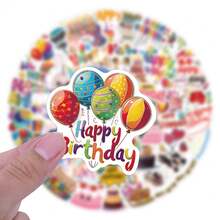 55pcs Cute Happy Birthday Stickers For Teens, Birthday Party Water Bottle Stickers, Cartoon Happy Birthday Stickers, Gifts, Laptop, , Notebook, Back To School Essentials - Multicolor - View 5