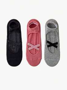 1/2/3/4/5/6 双装女士普拉提瑜伽袜，专业防滑，适合舞蹈、健身、瑜伽、地板运动 - 彩色 - 查看 17