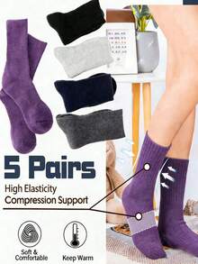 1/2/3/5 Pairs Warm Hiking Socks - Moisture-Wicking Thick Padded Crew Socks For Men & Women, Warm Winter Essential, Great Christmas Gift, New Year Family Gift, Valentine's Day Warming Gift