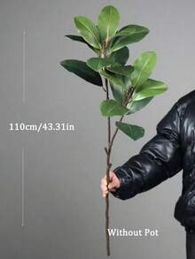 55/110cm 人造木蘭花枝、熱帶榕樹人造枝、逼真觸感琴葉榕葉片、人造綠植、迷你居家裝飾仿真植物，適用於居家盆栽裝飾、飯店裝飾與窗戶展示飾品、辦公室裝飾 - 彩色 - 查看 4