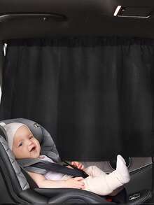 1/2/4pcs Shade Curtain Suitable For Baby Car Seat, Suction Cup Side Window Privacy Sun Shade Cover For Infant And Toddler - Black - View 1