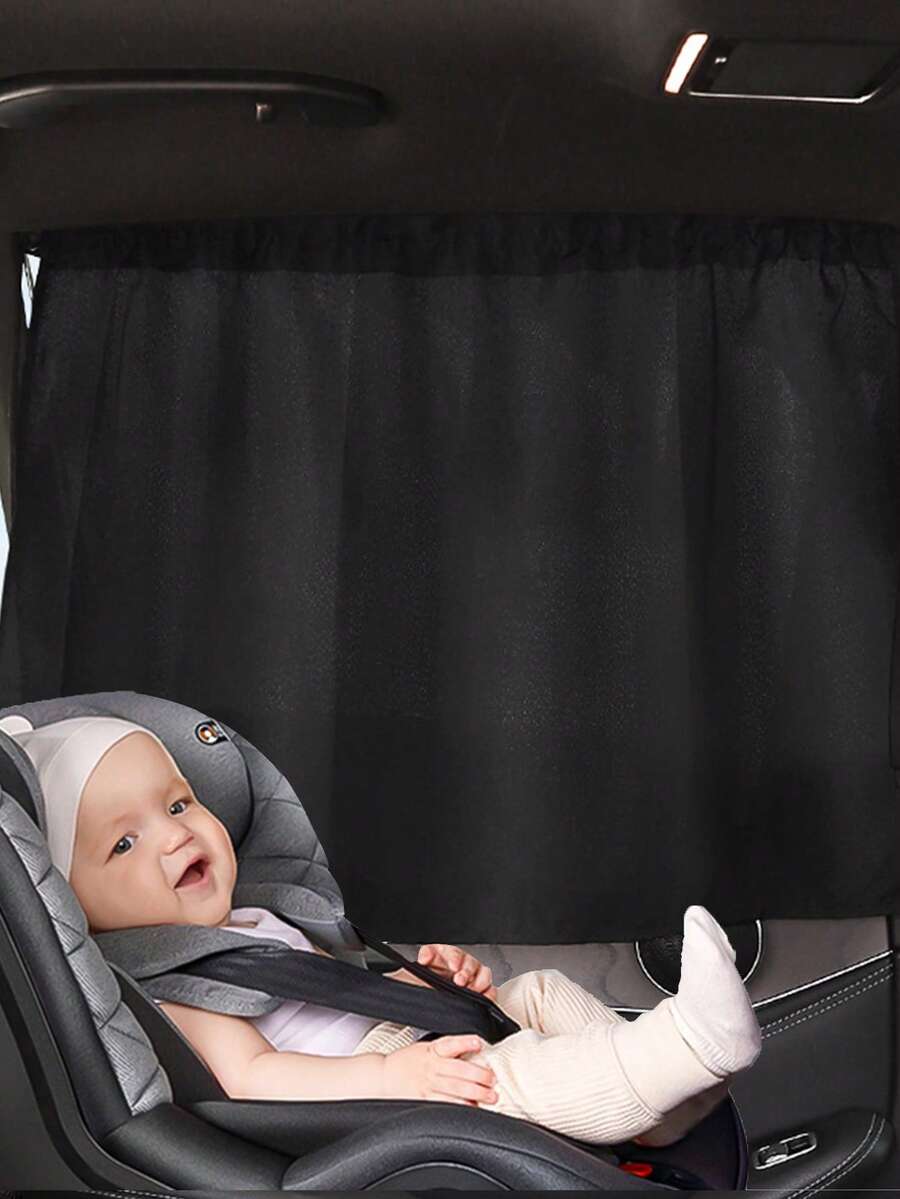 1/2/4pcs Shade Curtain Suitable For Baby Car Seat, Suction Cup Side Window Privacy Sun Shade Cover For Infant And Toddler - Black - View 1