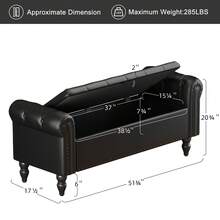 Fumahaus 52" Ottoman Bench With Storage Modern Tufted Storage Bench With Rolled Arms And Nailed Trims Large Bed Bench Flared Footrest Stool For Corridor Bedroom Living Room Hallway Room Decor Christmas Holiday Gift - PU - Màu đen - Xem 2