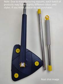 SESE HOME - Cây lau nhà xoay hình tam giác, vắt khô rảnh tay - Cây lau nhà xoay đa năng, thích hợp để lau trần nhà, tường và sàn nhà, tay cầm dày dặn. - Màu xanh lam - Xem 10