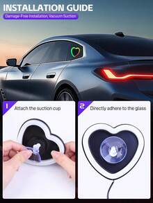 PAKRYS 2个心形车载LED氛围灯 - 256色梦幻吸盘USB灯，适用于家庭、朋友聚会、汽车爱好者、司机、家庭聚会、庆祝活动等场合的车内照明 - 256色愛心氛圍燈 - 查看 8