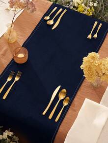 1pc Middle Eastern Ramadan Star & Crescent Lantern Print Linen Table Runner, Suitable For Festivals, Parties, Birthdays, Dinners, Kitchen & Dining Room Decor, Shoe Cabinet & Storage Cover, All Season Home & Textile Decoration