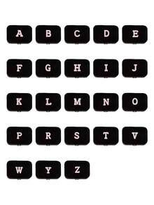 Pu Leather Jewelry Organizer, With Pink Letters A-Z With Rhinestones,Portable Organizer, Zipper Closure&Soft Lining For Organizing Earrings, For Earrings, Rings, Necklaces, Bracelets, Nail Accessories, Perfect Gift For Summer Travel,,Back-To-School Season, Mother's Day,Summer,New Year,Ramadan, Eid, Valentine's Day, Christmas, Or Thanksgiving. - Multicolor - View 2