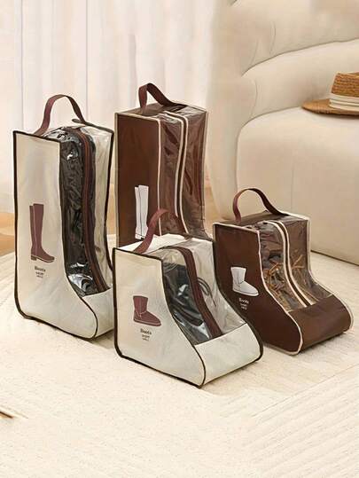 Bolsa de almacenamiento de botas de tela multifuncional con asa: transparente, bolsa protectora de zapatos para botas largas y cortas - diseño ligero, organizador colgante de zapatos [2 estilos a elegir] Bolsa de viaje organizadora de zapatos Bolsa con cordón Funda de zapatos a prueba de polvo portátil para hombres y mujeres Cubos de embalaje Artículos esenciales de viaje Artículos esenciales de crucero Artículos esenciales de vacaciones