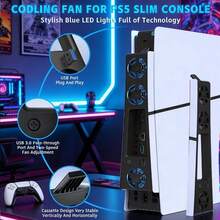 Upgraded P/S/5 Slim Cooler Fan, Efficient Silent Cooling With Adjustable Speed, USB Port For P/S/5 Slim Console Accessories - Black - View 2