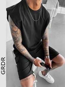 GRDR Men's Summer Casual Loose Fit Crew Neck Tank Top, Fashionable & Versatile - Black - View 3