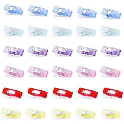Sewing Clips, Premium Quilting Clips For Supplies Crafting Tools, Sewing Clips, Premium Quilting Clips, Versatile Craft Clips For Quilting, Fabric Clips, Assorted Colors,50 Pack Add Two Rulers