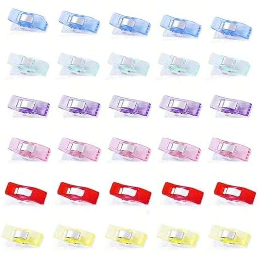 Sewing Clips, Premium Quilting Clips For Supplies Crafting Tools, Sewing Clips, Premium Quilting Clips, Versatile Craft Clips For Quilting, Fabric Clips, Assorted Colors,50 Pack Add Two Rulers - / - View 1