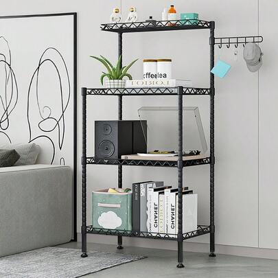 Multi Layer Floor Shelving For Household Use, Baking Utensil Storage Rack - Kitchen Pot Rack, Microwave Oven Storage Rack, Living Room Shelf, Bedroom Storage Rack Integrated, Kitchen Kitchenware/Living Room Snacks/Bedroom Miscellaneous Sorting And Organization