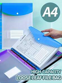 1个/12个装 LDQ A4 可扩展文件袋，带按钮，11孔活页夹口袋 - 高强度PP塑料文件收纳盒，带锁定装置，颜色鲜艳（灰色） - 耐用的A4活页夹收纳盒，适用于学校、办公室、家庭 - 多色1 - 查看 2