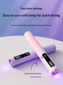 可充电手持式紫外线美甲灯，带支架，适用于凝胶美甲，迷你便携式无线美甲灯，带液晶显示屏，凝胶固化功能，一键烘干套装，便捷小巧的指甲烘干机，带定时器，不染色 - 彩色 - 查看 10