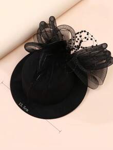 1个女童黑色花朵羽毛发夹，适合节日派对、活动、搭配连衣裙或舞台表演