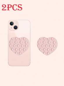 1个双面心形硅胶吸盘，可水洗手机硅胶吸盘，防滑固定吸盘手机支架，兼容、安卓手机，生日礼物，送给家人和朋友的手机支架 - 彩色 - 查看 25