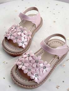 1 Pair New Fashion Children Sandals, Stylish Sandals, Girls' Choice, Shiny Diamond Sandals, Bohemian Style, Perfect Design Sandals, Fashionable And Comfortable Versatile Sandals - Pink - View 3