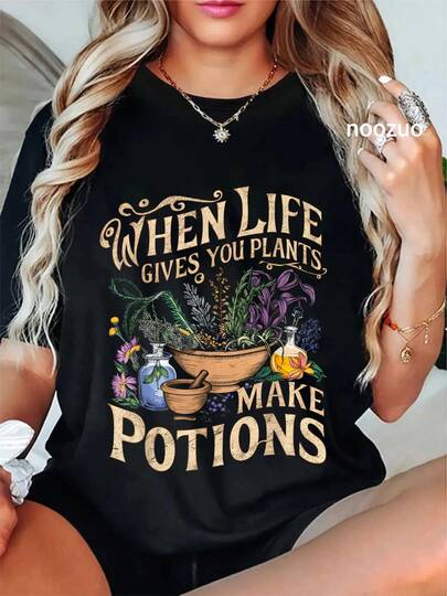 100% Cotton Unisex Funny Herbalist And Apothecarist Puns Make Potions Herbalism T-Shirt Men's Women's Soft Crew Neck Tee Classic Fashion Summer Tops Printing Short Sleeve T-Shirt