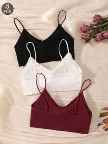 3件装女士透气运动吊带文胸（带胸垫） - 彩色 - 查看 1