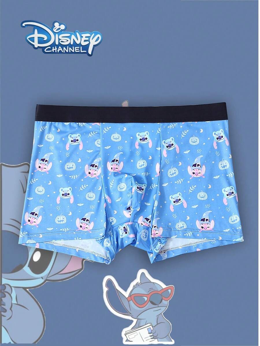 Disney 1件装迪士尼卡通印花男士内裤 - 柔软舒适，字母弹力腰带，休闲男士内裤 - 彩色 - 查看 1