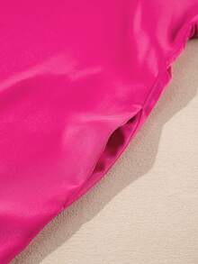 Acelitt Women's Casual Loose Pleated Button-Up Shirt Dress, Pure Rose Red, Suitable For Summer Daily Wear - Rose Red - View 11