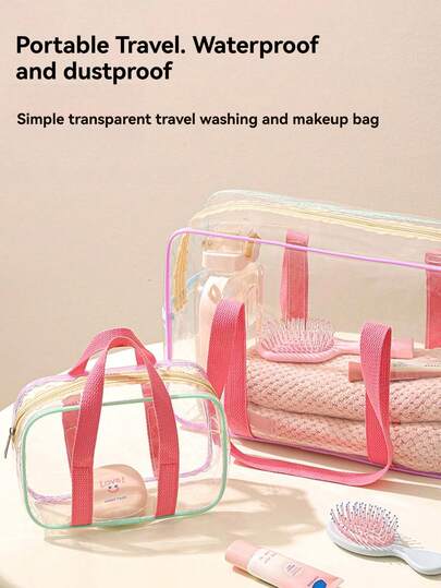 大容量PVC手提包，儿童洗漱化妆包，母婴旅行用品收纳包，透明防水游泳沙滩包，多功能收纳包，洗漱步行包