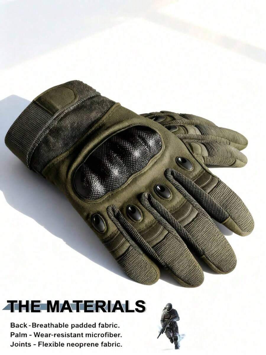 全指战术手套，带触屏手指，运动手套，硬质指关节保护，男士户外战术手套，摩托车手套，适用于露营、狩猎、气枪射击、户外工作、骑行、摩托车配件