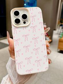 A Pink Bow And Pink Heart Pattern Full Screen Printed Phone Case With High-Quality And Simple Anti Drop, Dustproof And Waterproof Protective Cover Design, Suitable For IPhone 13/16/17/15/14/13/12/11 - Multicolor - View 3