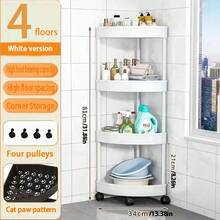 Multi-Function Rolling Storage Rack - Plastic Storage Basket With Rattan Weaving And Top Handle, Suitable For Office, Kitchen, Bathroom, Bedroom, Rolling Storage Rack And Upright Shelving Unit, Floor Standing Shelving, Wheeled Storage Cart, Bathroom Storage Rack, Kitchen Storage Rack, Support Rack, Rolling Storage Cart, Support Rack, Movable Shelving Unit, Home And Office Desk, Shelf - Multicolor - View 19