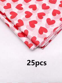 10/50 Sheets Semi-Transparent Thin Paper, 3 Red Heart Patterns, 20"X14" (50.8x35.56cm) Gift Wrapping Paper, Suitable For Spring/Summer, Weddings, Valentine's Day Gifts, Birthday Gifts, Flower Bouquet Wrapping, Party Favors