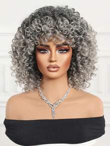 12 Inch Short Curly Silver Grey Synthetic Wig, Natural-Looking Heat Resistant Hairpiece For Women Suitable Daily Wear, Party & Cosplay Styling - 淺灰色 - 查看 6