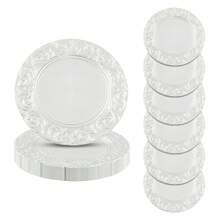 WUPYI 24-Piece Plate Set, Round Packaging Tray, Reusable Tableware Set, Recessed Base, For Birthday Parties, Weddings, Restaurants, And Home Use, 33 Cm Diameter (Silver) - SILVER. - View 11